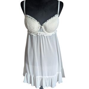 CINEMA ETOILE White Lace Babydoll XL Coquette Romantic Goth Slip Dress